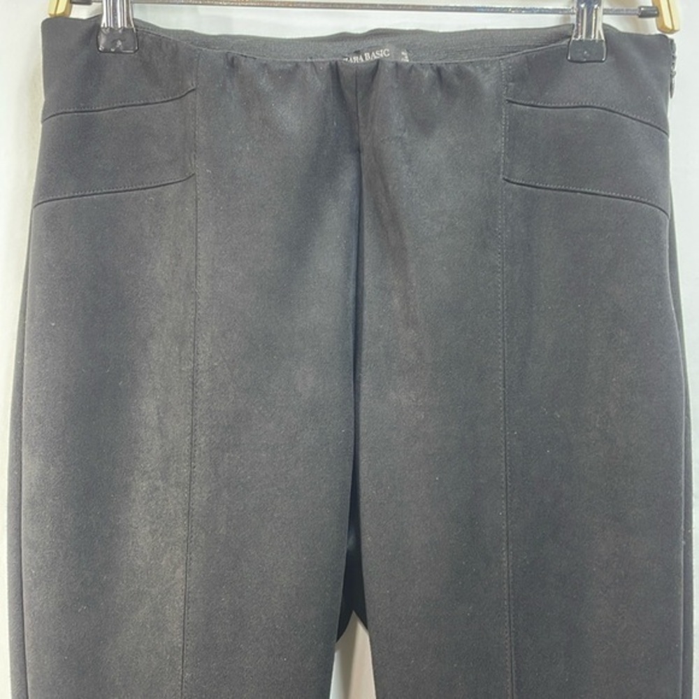 Zara black faux suede side zip ankle zippers trousers